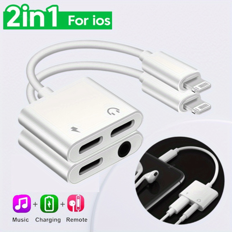 Audio And Music Splitter - 듀얼 포트 2-in-1 라이트닝 스플리터, 충전,