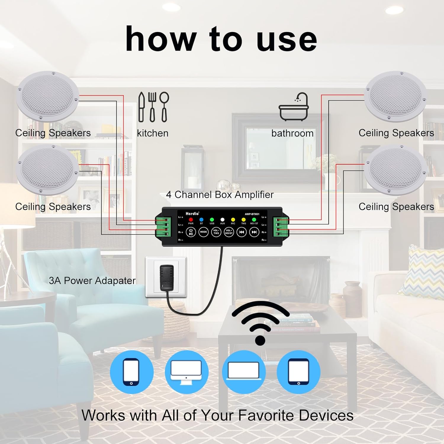 Herdio 4Pcs 320W 벽 천장 스피커 전체 범 - Audio Music Store 리뷰 및 가격